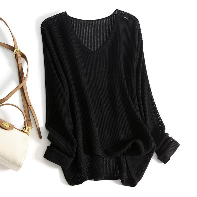 Slimming V-neckline Autumn Winter Long Sleeve T-shirt