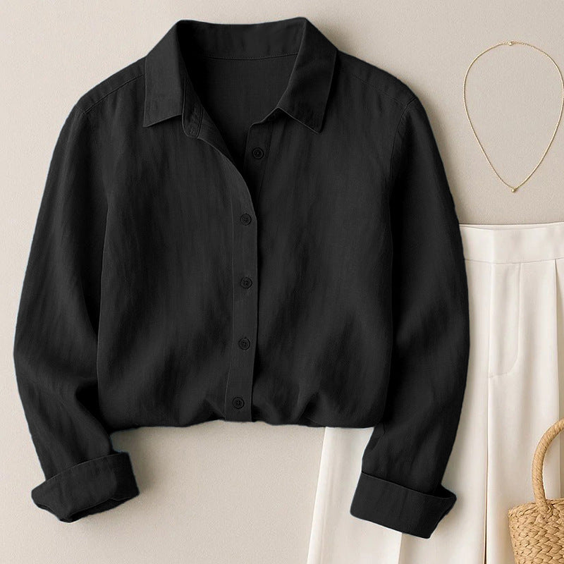 French-style Loose-fit Casual Solid-color Shirt for You