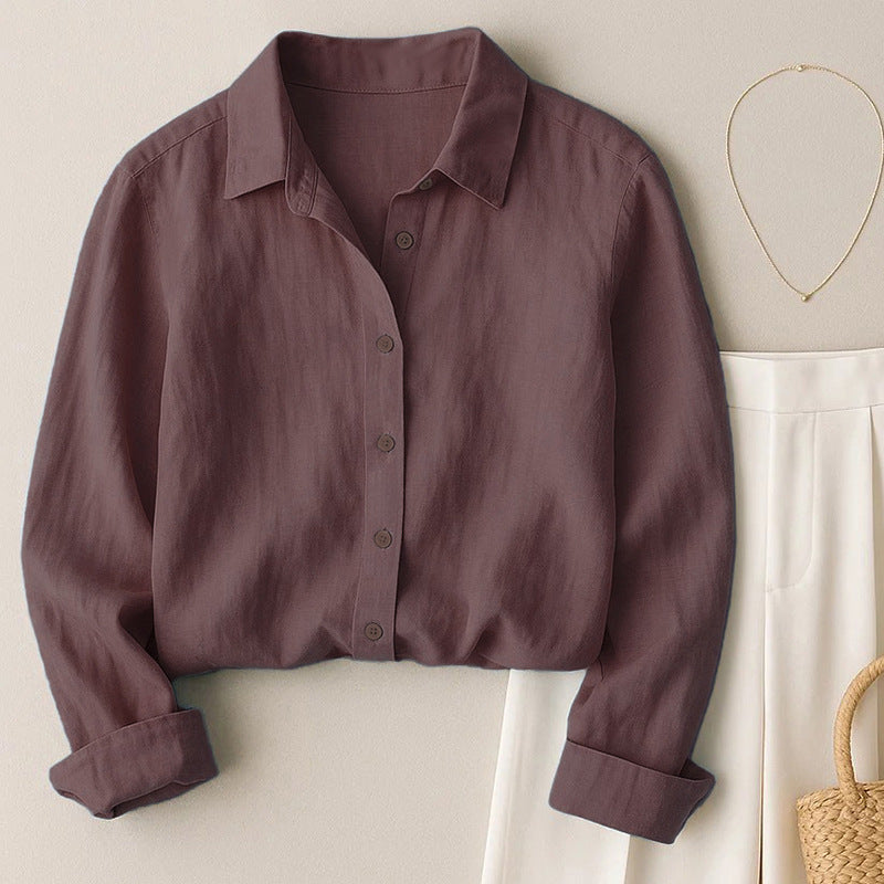 French-style Loose-fit Casual Solid-color Shirt for You