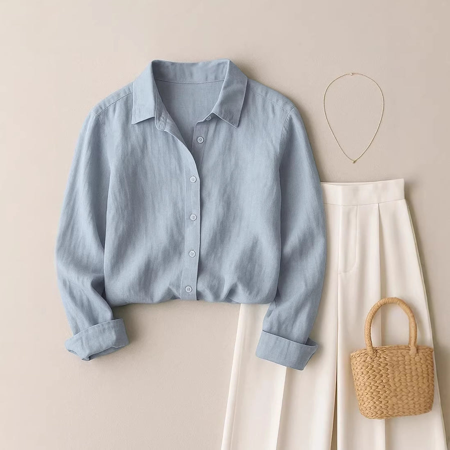 French-style Loose-fit Casual Solid-color Shirt for You