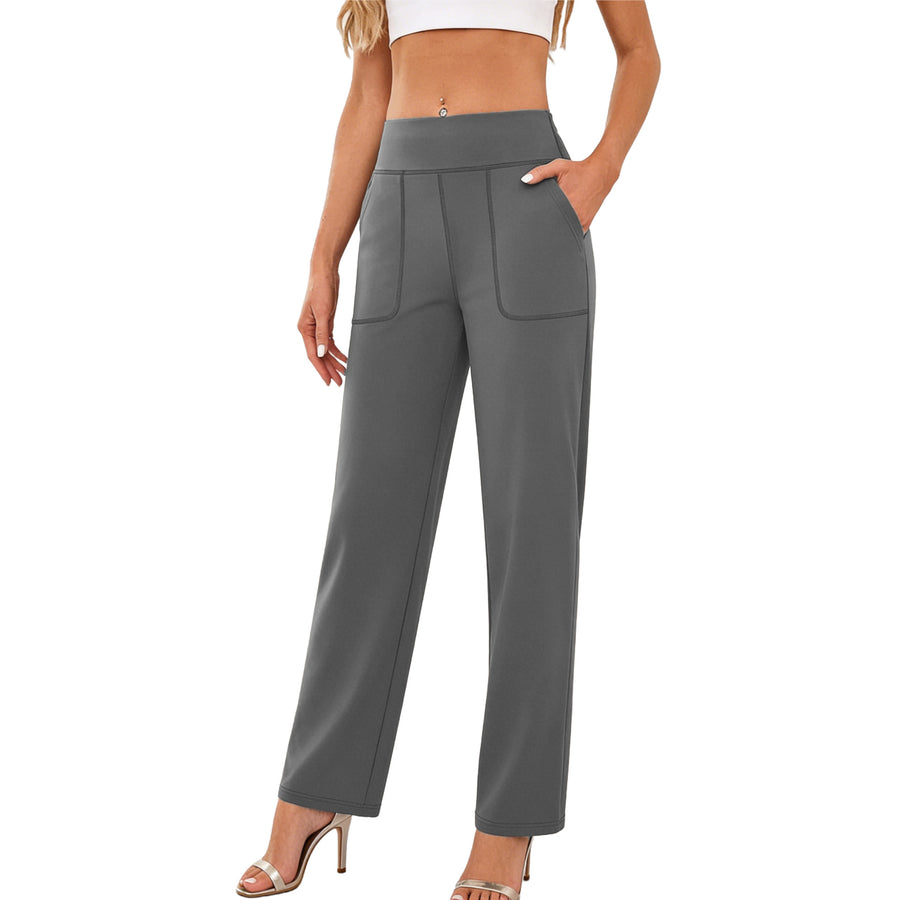 High-Waisted Straight-Leg Yoga Pants with Tummy Control
