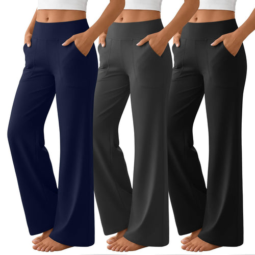 High-Waisted Straight-Leg Yoga Pants with Tummy Control