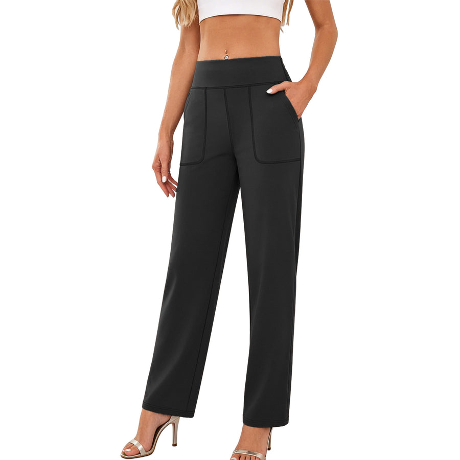 High-Waisted Straight-Leg Yoga Pants with Tummy Control