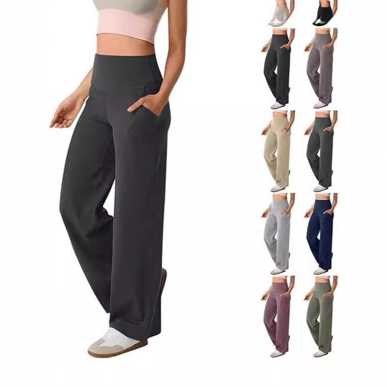 High-Waisted Straight-Leg Yoga Pants with Tummy Control