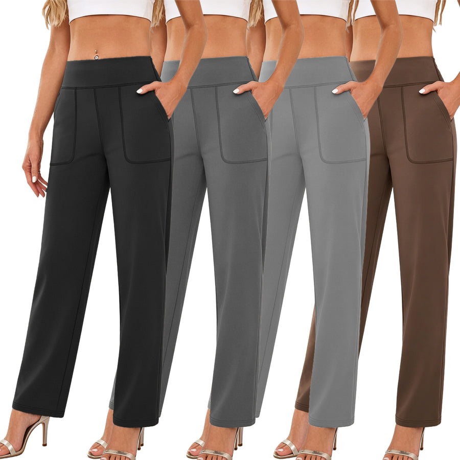 High-Waisted Straight-Leg Yoga Pants with Tummy Control