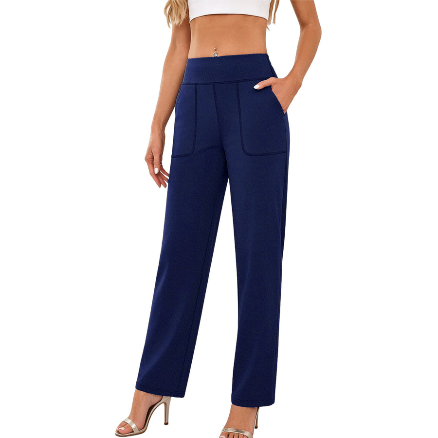 High-Waisted Straight-Leg Yoga Pants with Tummy Control