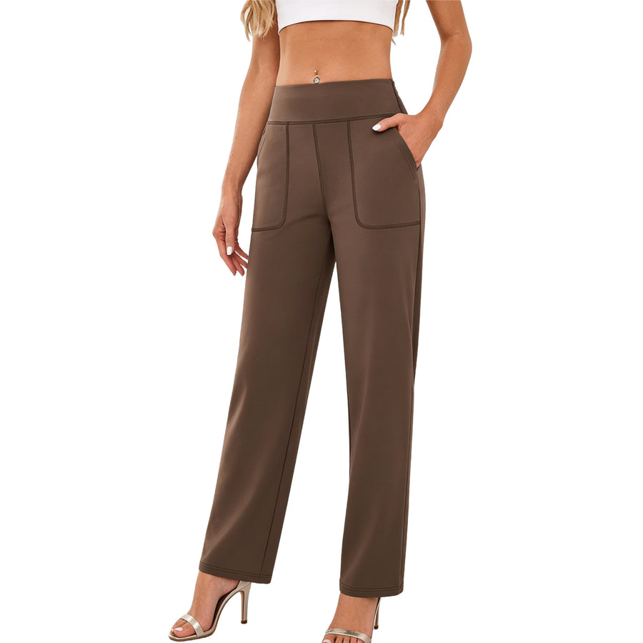 High-Waisted Straight-Leg Yoga Pants with Tummy Control