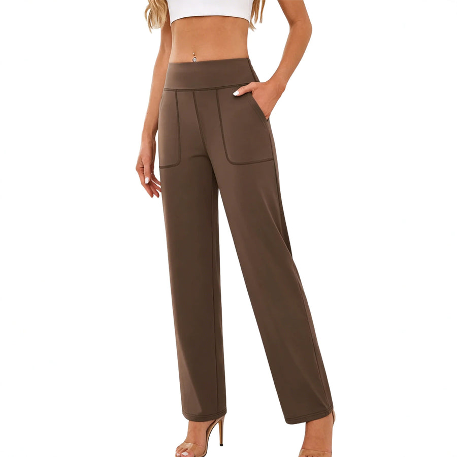 High-Waisted Straight-Leg Yoga Pants with Tummy Control