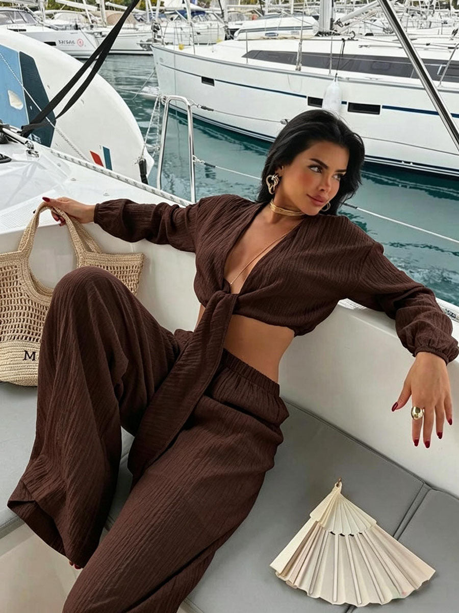 Casual Chic Set Oversized Shirt And High-waisted Trousers