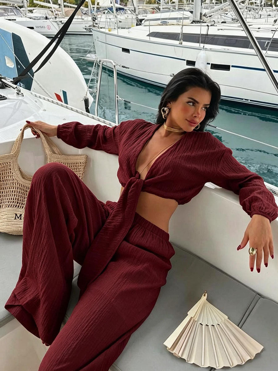 Casual Chic Set Oversized Shirt And High-waisted Trousers