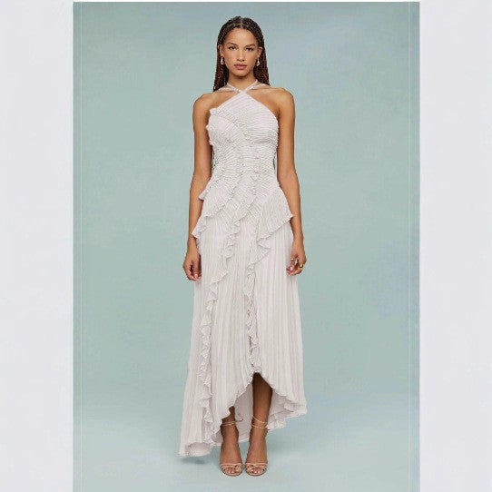 Womens Halter-neck Sexy Strapless Backless Dress