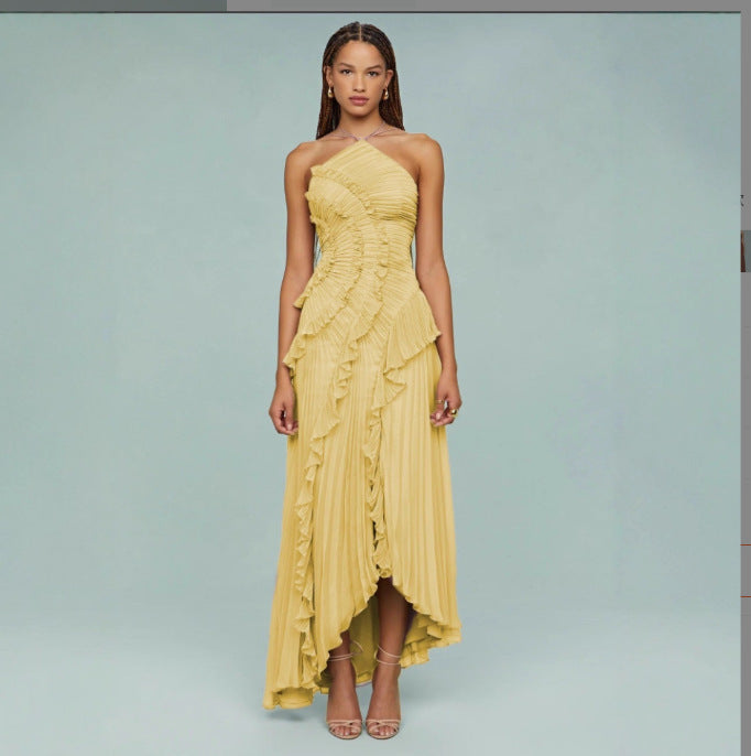 Womens Halter-neck Sexy Strapless Backless Dress