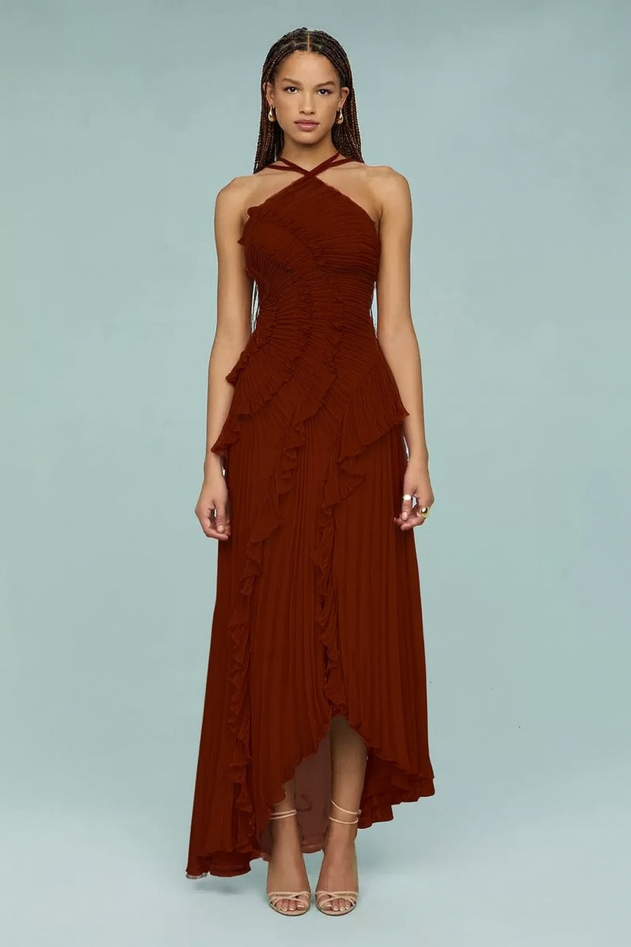 Womens Halter-neck Sexy Strapless Backless Dress