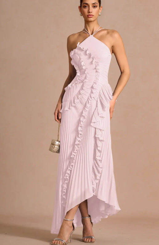 Womens Halter-neck Sexy Strapless Backless Dress