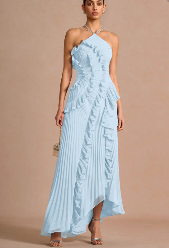 Womens Halter-neck Sexy Strapless Backless Dress