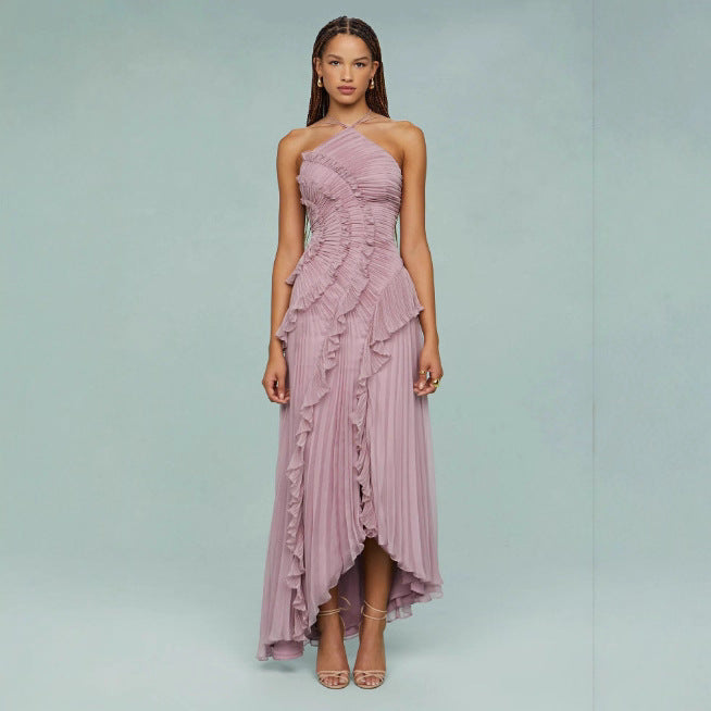 Womens Halter-neck Sexy Strapless Backless Dress