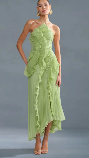 Womens Halter-neck Sexy Strapless Backless Dress