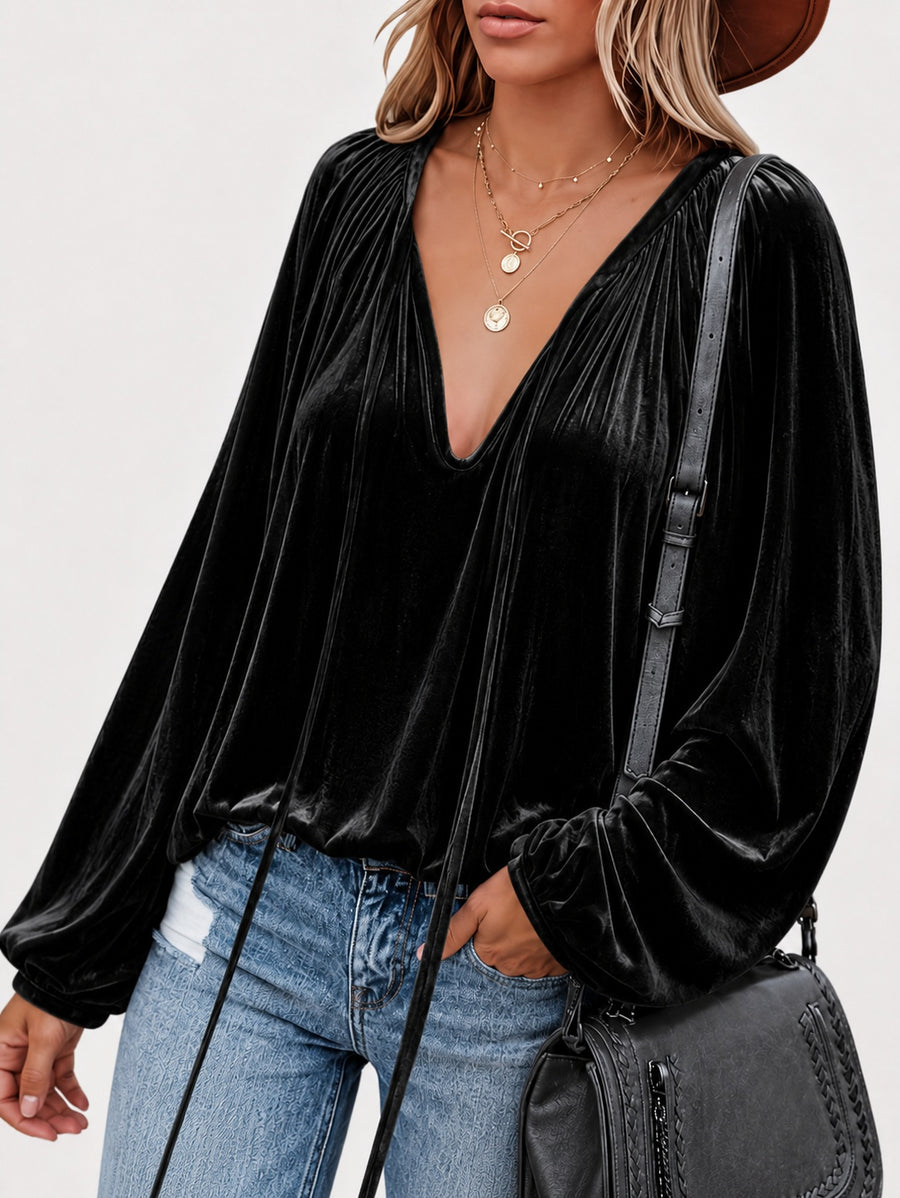Lace V-neck Business Shirt for Professional Elegance