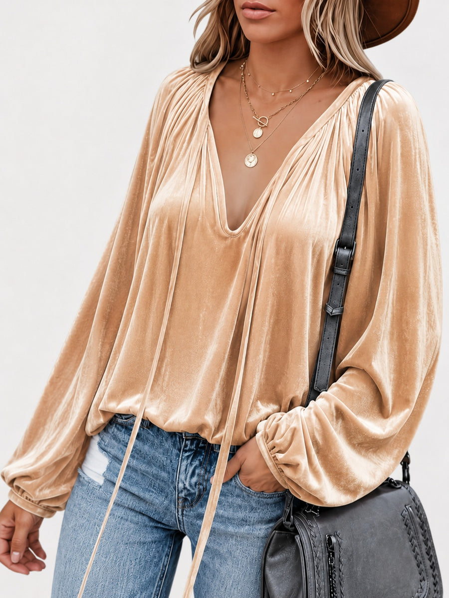 Lace V-neck Business Shirt for Professional Elegance