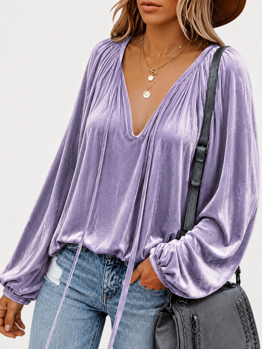 Lace V-neck Business Shirt for Professional Elegance