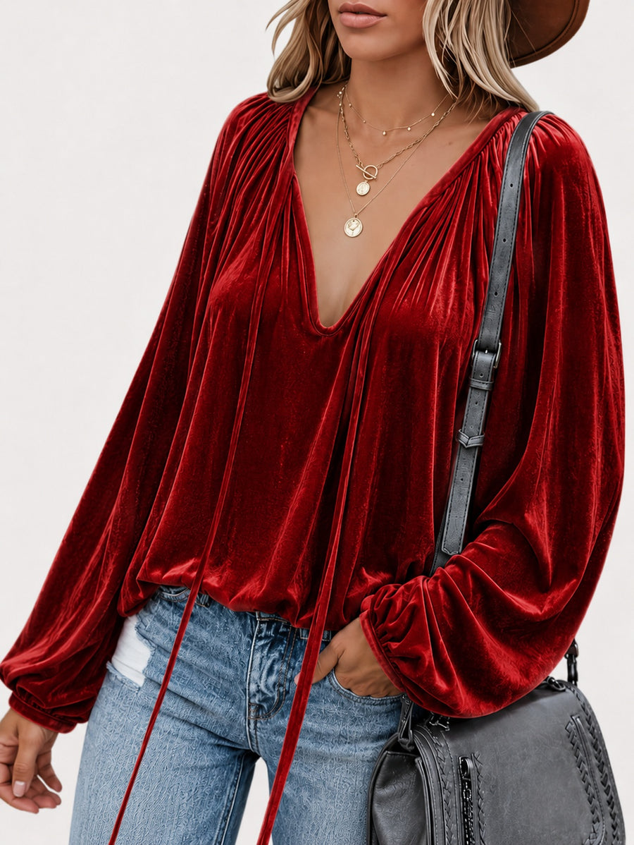 Lace V-neck Business Shirt for Professional Elegance