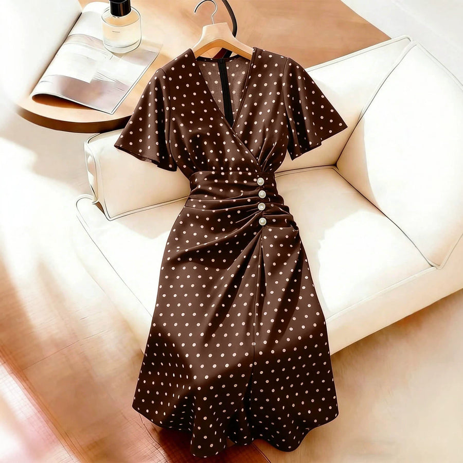 European and American-style Plus-size Polka-dot Dress