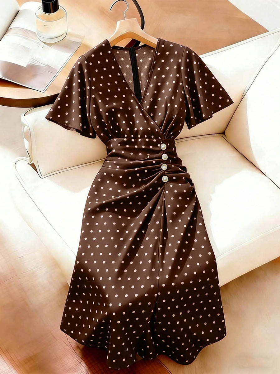 European and American-style Plus-size Polka-dot Dress
