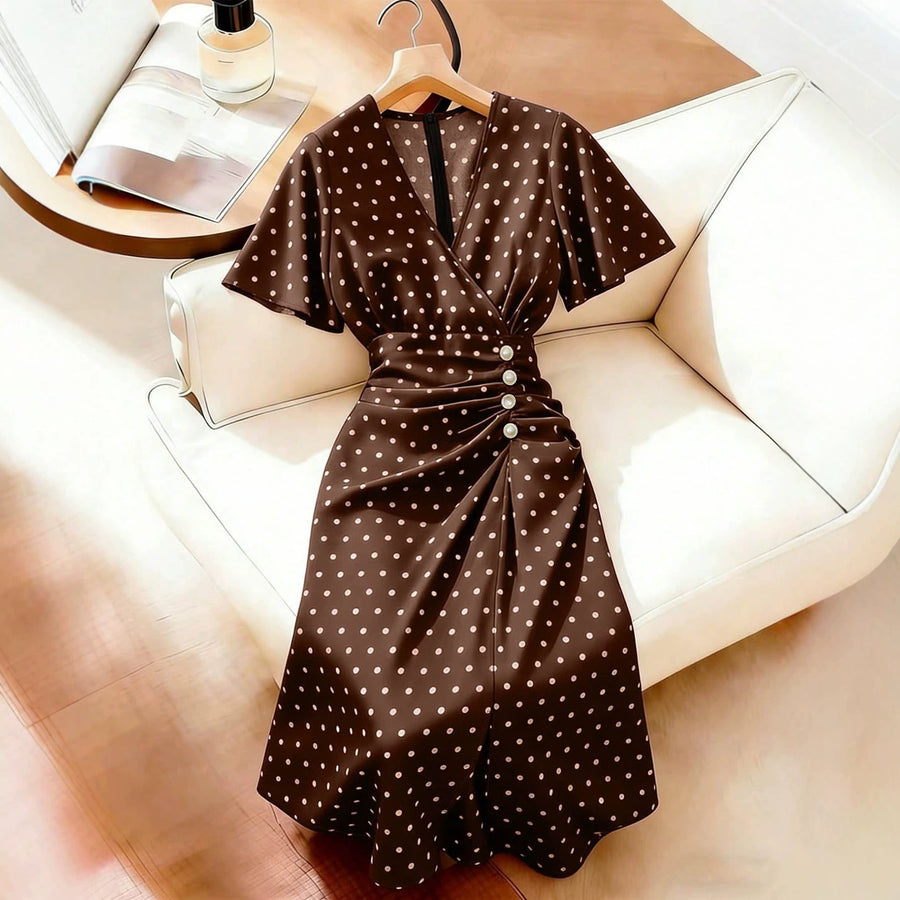 European and American-style Plus-size Polka-dot Dress