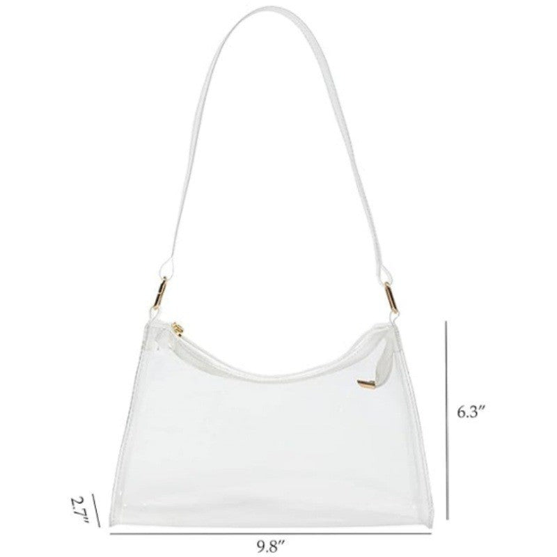 Transparent Jelly Bag - Stylish Crescent-shaped PVC Bag