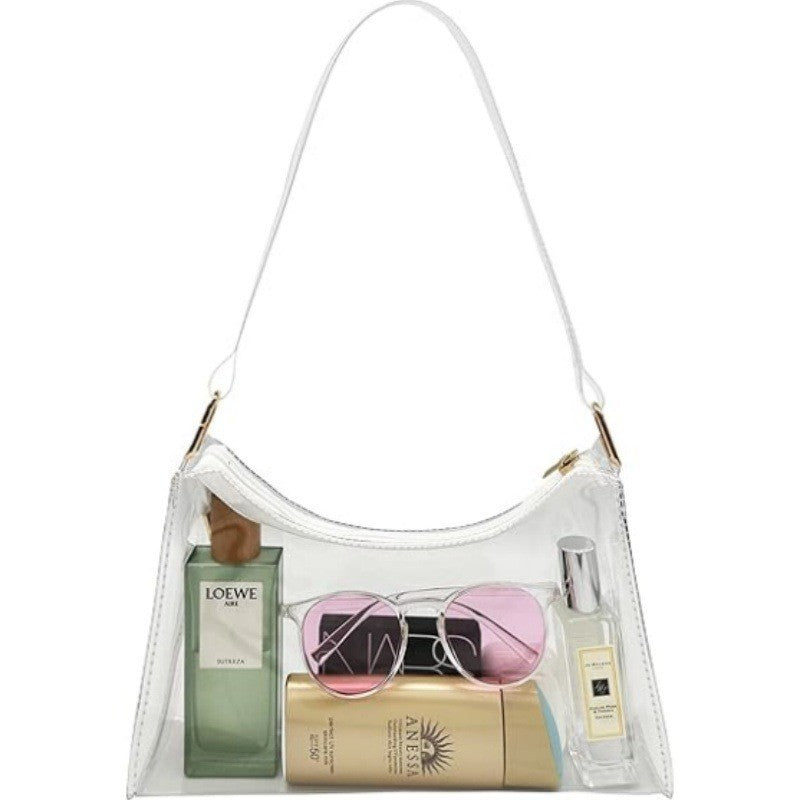 Transparent Jelly Bag - Stylish Crescent-shaped PVC Bag