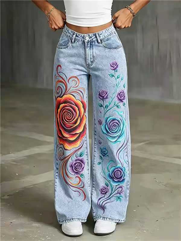 European and American Straight-Leg Jeans for Women