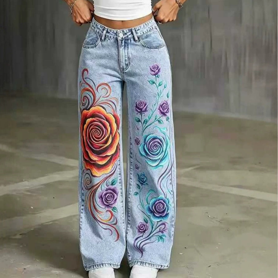 European and American Straight-Leg Jeans for Women