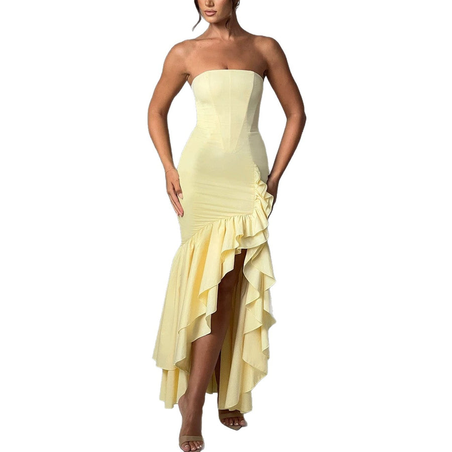 Sleeveless Strapless Irregular Dress for Women - Trendy Style