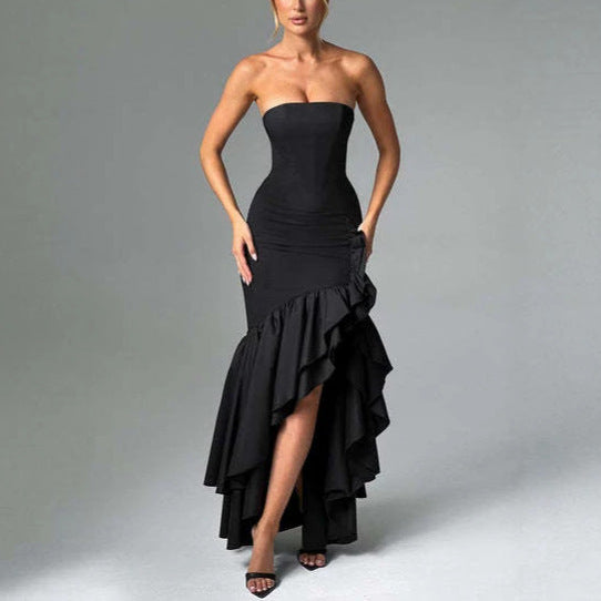 Sleeveless Strapless Irregular Dress for Women - Trendy Style