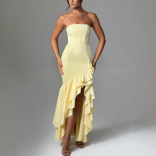 Sleeveless Strapless Irregular Dress for Women - Trendy Style
