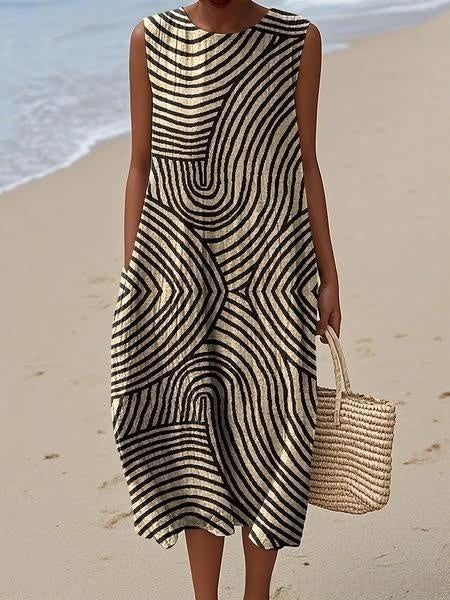 Sleeveless Casual Printed Elegant Dress for Every Occasion
