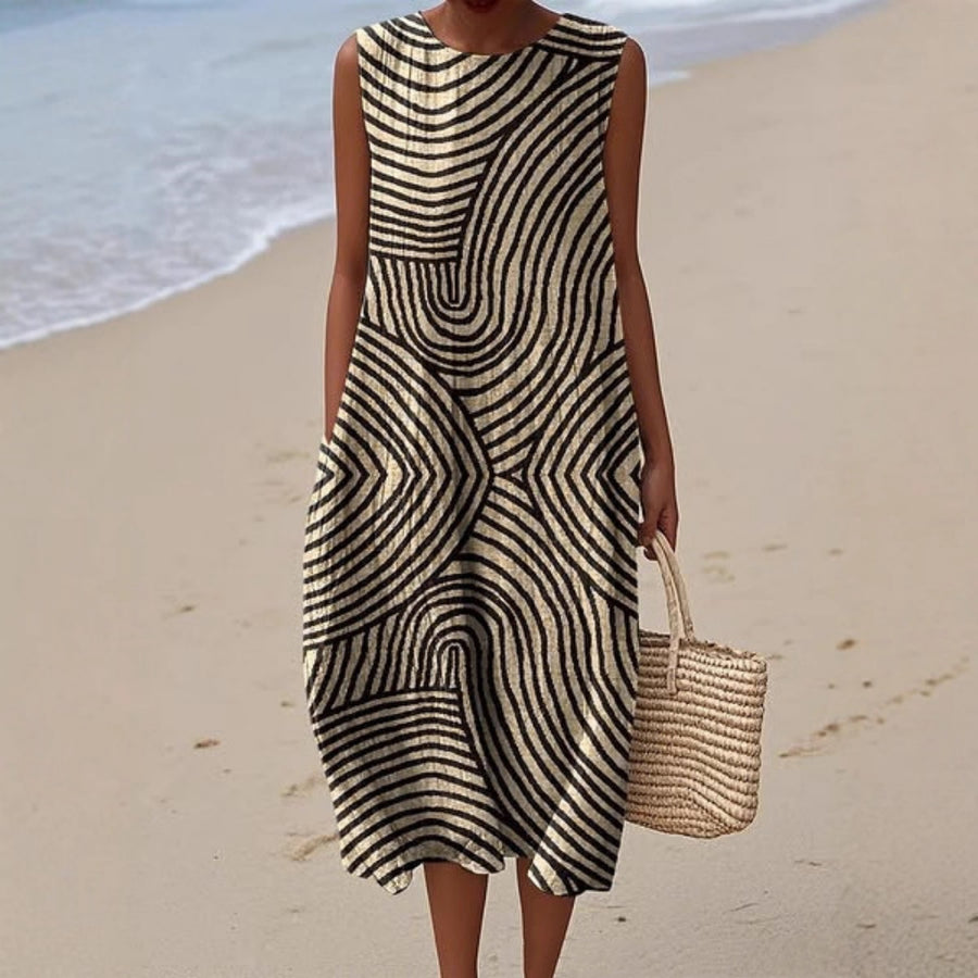 Sleeveless Casual Printed Elegant Dress for Every Occasion