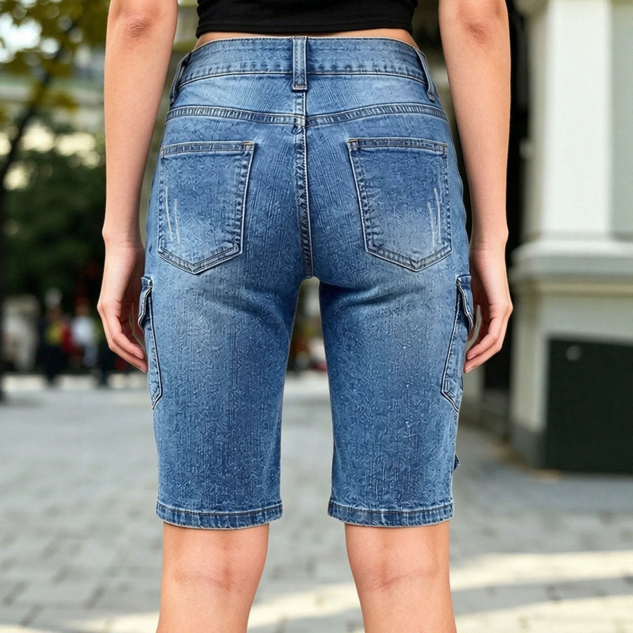Women's Retro Double Button Waist Workwear Shorts