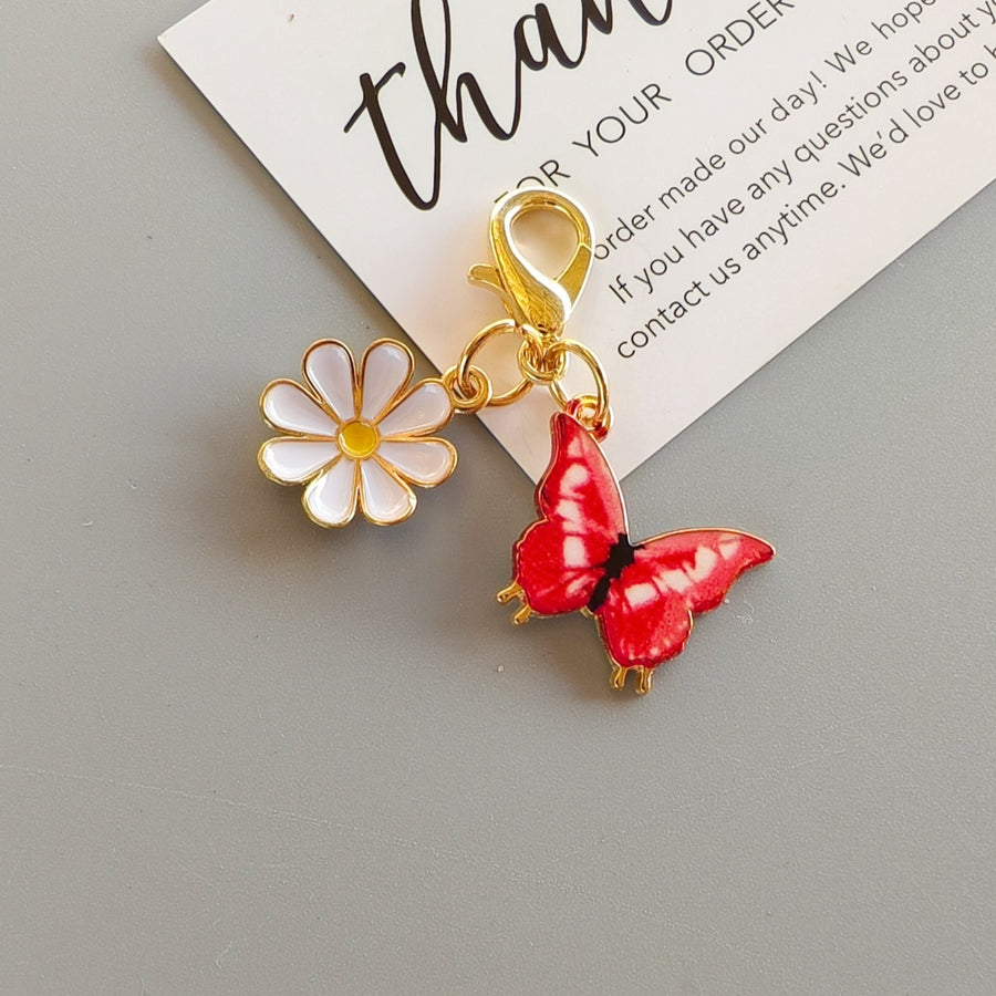 Alloy Colorful Aster Butterfly Pendant Keychain Bag Charm
