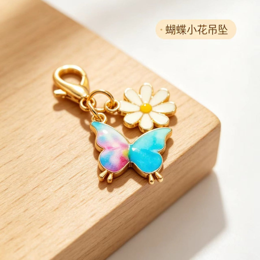 Alloy Colorful Aster Butterfly Pendant Keychain Bag Charm