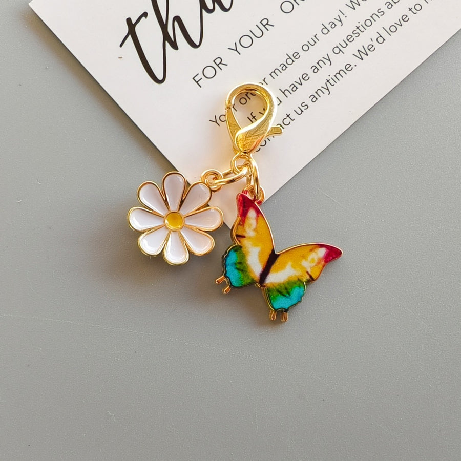 Alloy Colorful Aster Butterfly Pendant Keychain Bag Charm