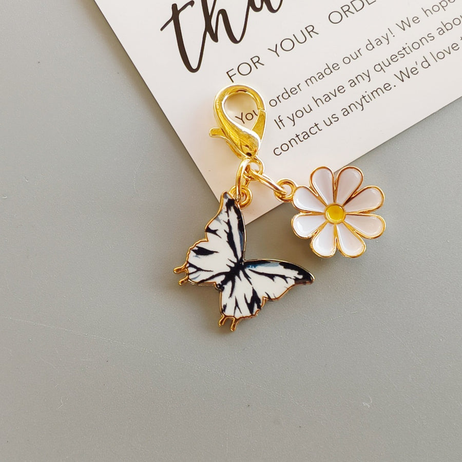 Alloy Colorful Aster Butterfly Pendant Keychain Bag Charm