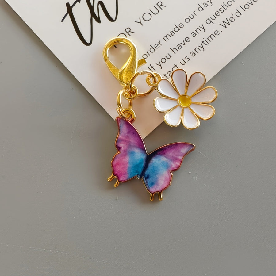 Alloy Colorful Aster Butterfly Pendant Keychain Bag Charm