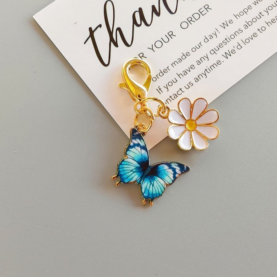 Alloy Colorful Aster Butterfly Pendant Keychain Bag Charm