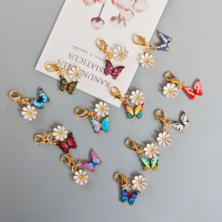 Alloy Colorful Aster Butterfly Pendant Keychain Bag Charm