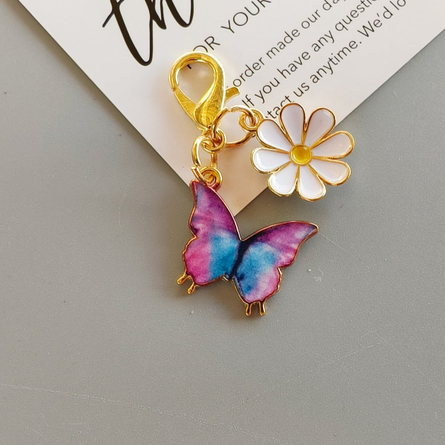 Alloy Colorful Aster Butterfly Pendant Keychain Bag Charm