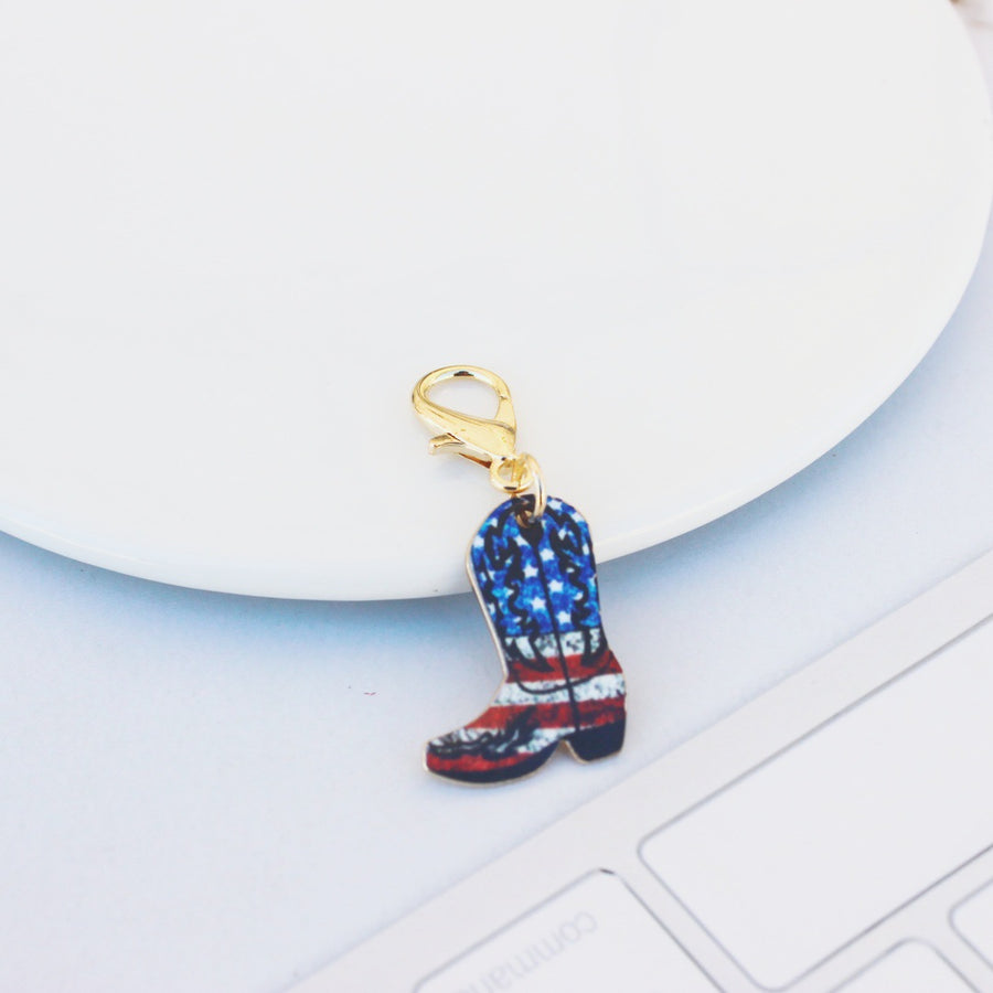 Alloy Vintage Denim Boots Print Ornament Pendant Keychain