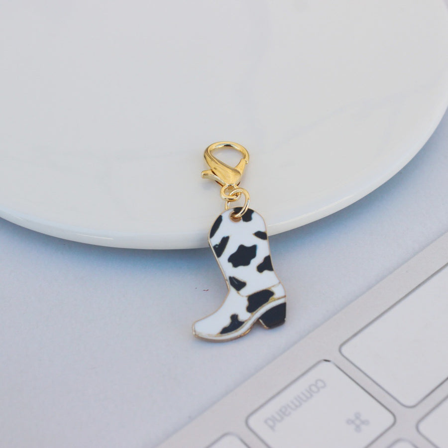 Alloy Vintage Denim Boots Print Ornament Pendant Keychain