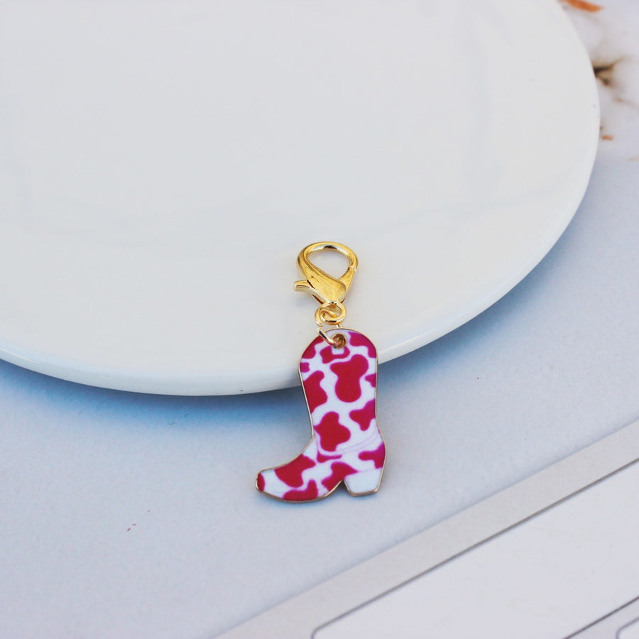 Alloy Vintage Denim Boots Print Ornament Pendant Keychain