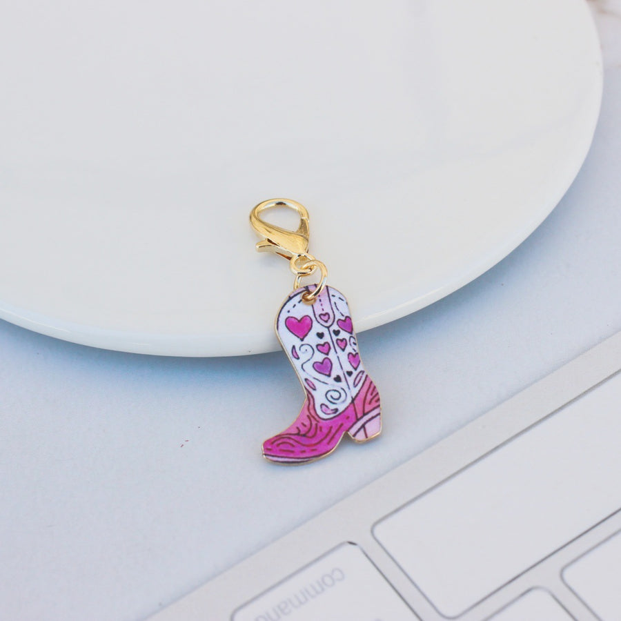 Alloy Vintage Denim Boots Print Ornament Pendant Keychain